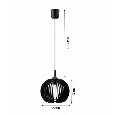 BERGE LED závěsná lampa 1x E27 černá LUCA05-B