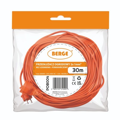 BERGE Prodlužovací kabel 30m - 2x1mm2 - 13A - 2000W