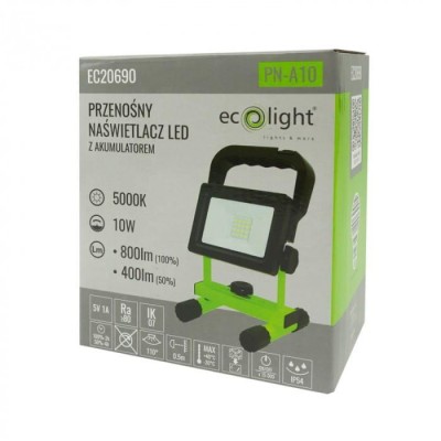 ECO LIGHT Přenosný 10W LED reflektor s baterií