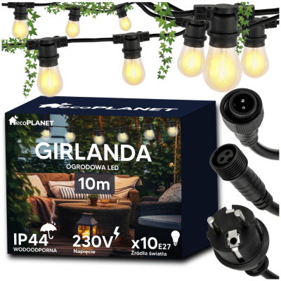 BERGE Zahradní girlanda 10m + 11x 1W LED žárovka