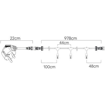 BERGE Zahradní girlanda 10m + 20x 1W LED žárovka