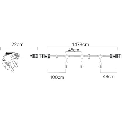 BERGE Zahradní girlanda 15m + 31x 1W LED žárovka