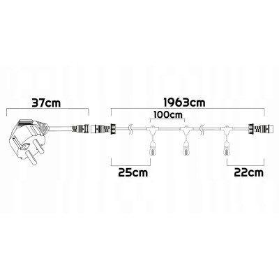 BERGE Zahradní girlanda 20m + 21x 1W LED žárovka