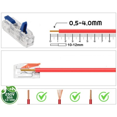 BERGE 10x Spojovací 1-kabelová krabicová svorka 0,5 - 4 mm - rychlospojka