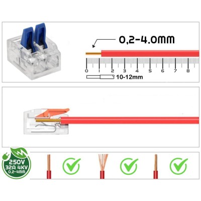 BERGE 10x Spojovací 2-kabelová krabicová svorka 0,2 - 4 mm - rychlospojka