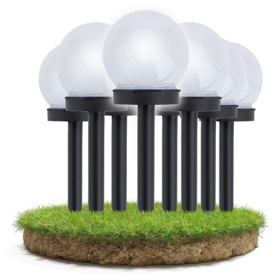 BERGE 8x Venkovní LED solární lampa WHITE BALL