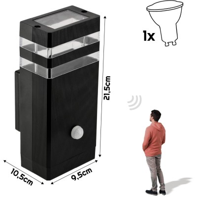 BERGE LED fasádní svítidlo 1xGU10 IP44 černé s čidlem