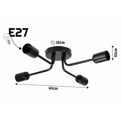 BERGE LED stropní lampa 4xE27 LOFT