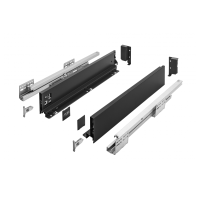 AXIS PRO GTV Zásuvka, H 86 mm, L 300 mm, potlačitelný dovírání, plný výsuv, černá (C)