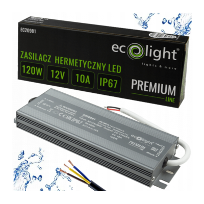 ECO LIGHT Hermetický LED zdroj 12V 120W IP67 voděodolný