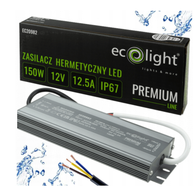 ECO LIGHT Hermetický LED zdroj 12V 150W IP67 voděodolný