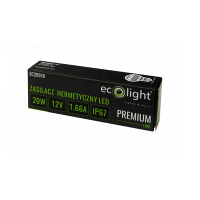 ECO LIGHT Hermetický LED zdroj 12V 20W IP67 voděodolný