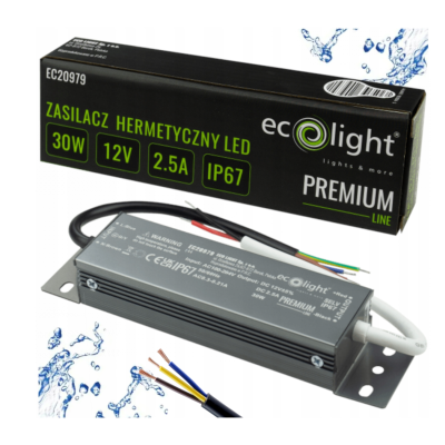 ECO LIGHT Hermetický LED zdroj 12V 30W IP67 voděodolný