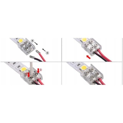 BERGE Rychlokonektor pro COB LED pásek 8mm Double-sided Tape-Wire Screw