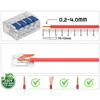 BERGE Sada 100x Drátový elektrický rychlospojka 32A 3-cestný 0,2-4mm