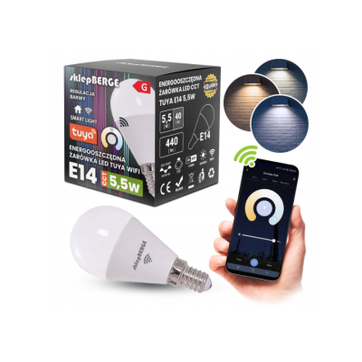 BERGE SMART E14 LED žárovka 5,5W WW-NW-CW Wi-Fi TUYA CCT