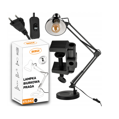 BERGE Stolní lampa XL Praga 1xE27 LED černá