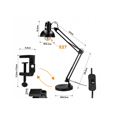 BERGE Stolní lampa XL Praga 1xE27 LED černá