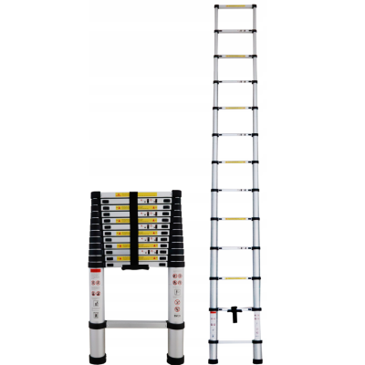 CROWNMAN Teleskopický žebřík, 13 stupňů, HLINÍK, skládací, 3,8m