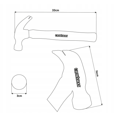 CROWNMAN Tesařské kladivo, ocel, 450g