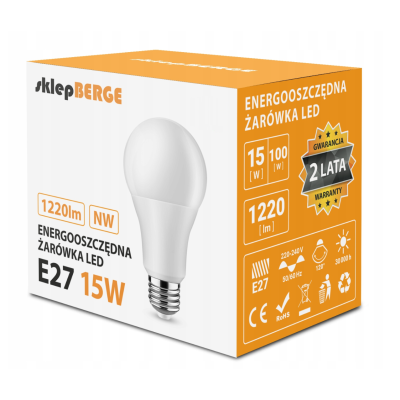 BERGE 6x LED žárovka - E27 - 15W - 1200Lm - neutrální bílá