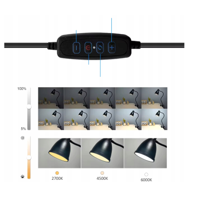 BERGE Andora LED stolní lampa s klipem 1xE27 černá