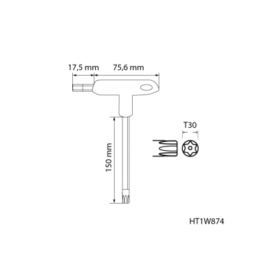 Bezpečnostní klíče Torx typu T, dlouhé TT30