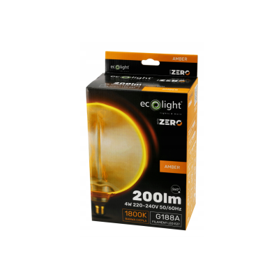 ECO LIGHT Dekorativní LED žárovka E27 4W 200lm G188 Amber Retro - řada ZERO