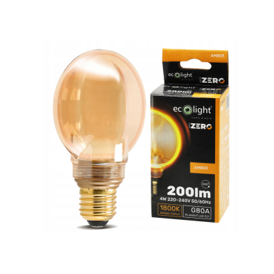 ECO LIGHT Dekorativní LED žárovka E27 4W 200lm G80 Amber Retro - řada ZERO