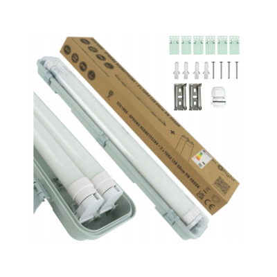 ECOLIGHT Hermetické svítidlo 60cm + 2x LED trubice studená bílá - SET