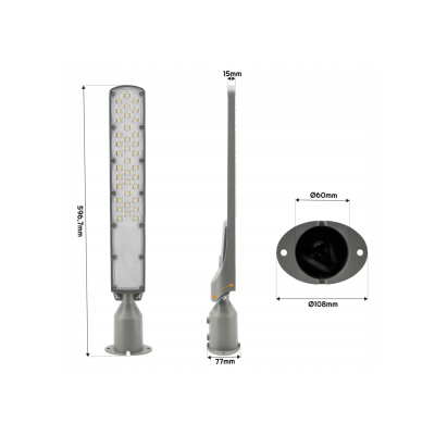 Germina LED pouliční lampa / lucerna HERMETIC 100W šedá 10000lm 5000K