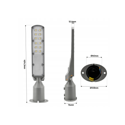 Germina LED pouliční lampa / lucerna HERMETIC 30W šedá 3000lm 5000K