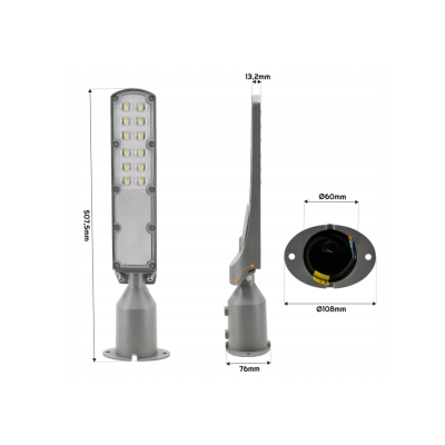 Germina LED pouliční lampa / lucerna HERMETIC 50W šedá 5000lm 5000K