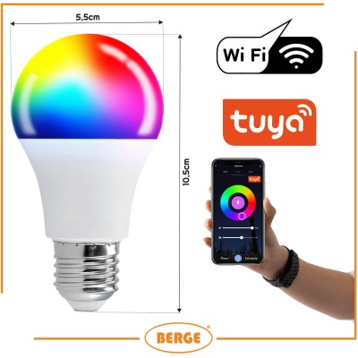 BERGE LED žárovka E27 9W 806lm RGBW WiFi Tuya 220-240V