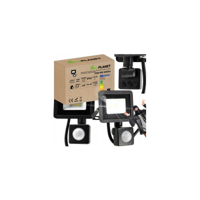 ecoPLANET LED reflektor 10W NW 4500K - 900lm - se senzorem pohybu a soumraku IP65