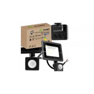 ecoPLANET LED reflektor 30W NW 4500K - 2700lm - se senzorem pohybu a soumraku IP65