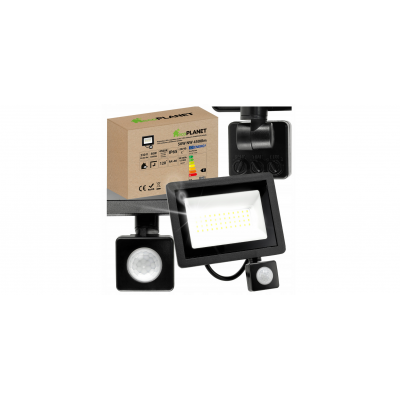 ecoPLANET LED reflektor 50W NW 4500K - 4500lm - se senzorem pohybu a soumraku IP65
