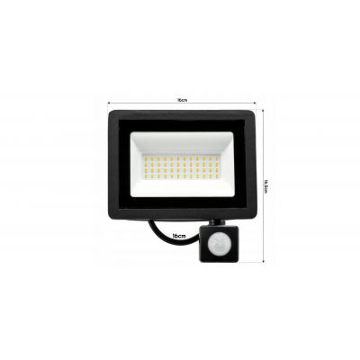 ecoPLANET LED reflektor 50W NW 4500K - 4500lm - se senzorem pohybu a soumraku IP65