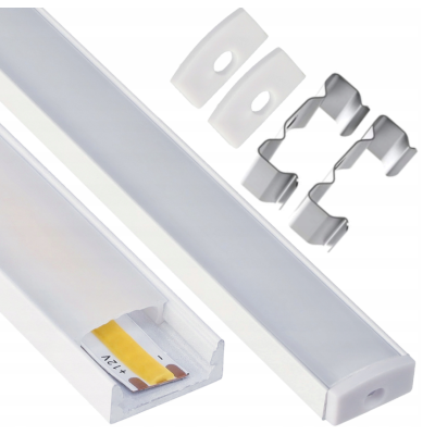BERGE LED hliníkový profil 1m bílý přisazený - sada