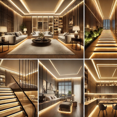 BERGE LED hliníkový profil 2m černý přisazený - sada