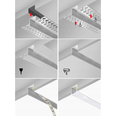 BERGE LED hliníkový profil zapuštěný 1m - sada