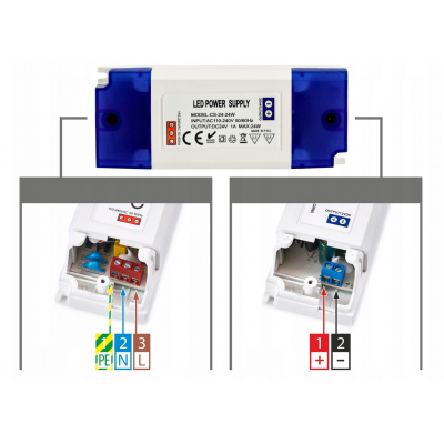 BERGE Zdroj pro LED nábytek 24V - 24W - 1A - IP20