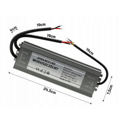 BERGE LED hermetický zdroj - 12V - 300W - 25A - IP67