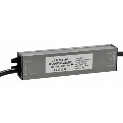 BERGE LED hermetický zdroj - 24V - 20W - 0,83A - IP67