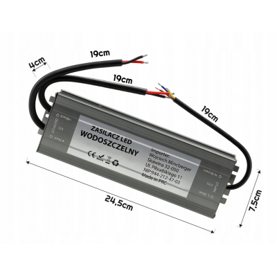 BERGE LED hermetický zdroj - 24V - 300W - 12,5A - IP67
