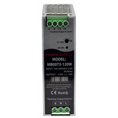 BERGE LED zdroj na DIN lištu 12V - 120W - 10A