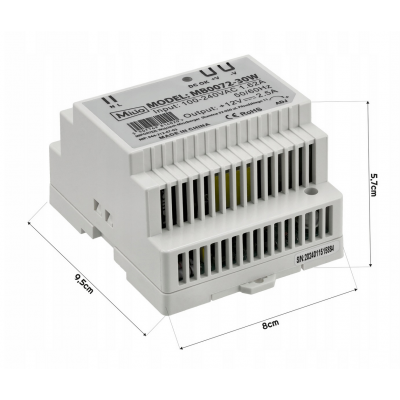 BERGE LED zdroj na DIN lištu 12V - 45W - 3,75A