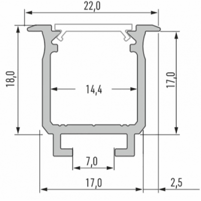 Led-Labs LED profil LUMINES typ W inox elox 1m