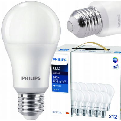 PHILIPS 12x LED žárovka Philips E27 - 8W - 806lm - 4000K