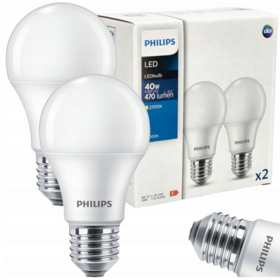 PHILIPS 2x LED žárovka Philips E27 - 4,9W - 470lm - 2700K